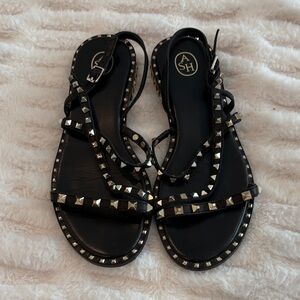 Ash Black Sandals with Silver Studs